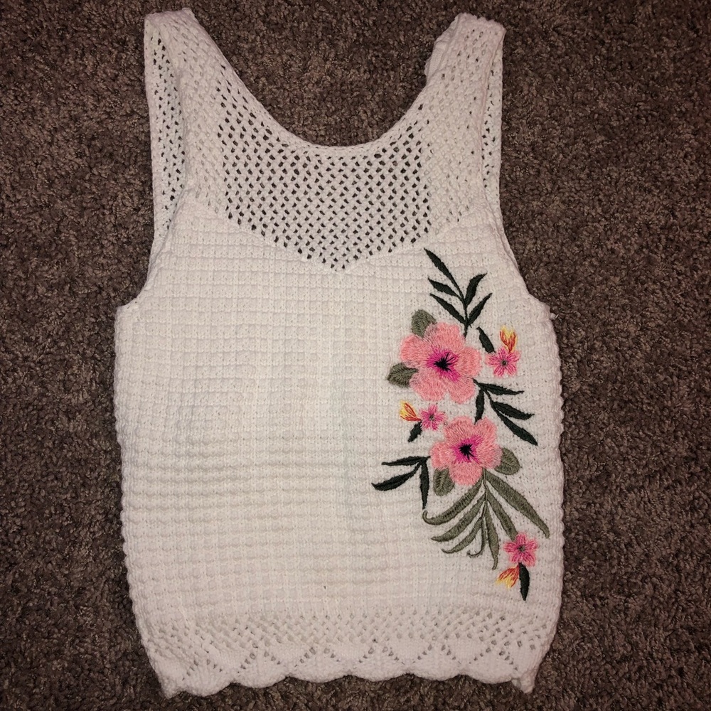 Hollister White Crochet Tank Top